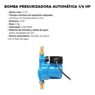 Foto 3 | Foto 3 | Bomba Presurizadora Lab.g 140 W Automatica 1/6 Hp Aumenta Presion Azul 1Pieza