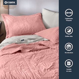 Foto 8 | Foto 8 | Edredón Ligero Esquimal King Size Pinsonic Velvet Doble Vista Con Fundas De Almohada Rosa