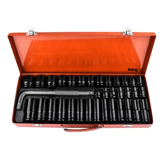 Foto 1 | Foto 1 | Juego De Dados Belug De Impacto De Aire Herramientas 1/2 35 Piezas Rojo Con Negro