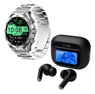 Foto 1 | Foto 1 | Bundle Smartwatch Gtr Filwans Plateado + Audifonos G-tide Future Pods Negro