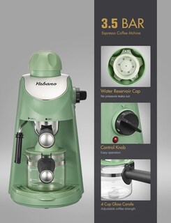 Foto 4 | Foto 4 | Máquina De Café Espresso Yabano 3.5 Bar Con Espumador De Leche Verde - Venta Internacional.