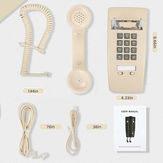 Foto 7 | Foto 7 | Teléfono De Pared Con Cable Diseño Clásico Retro Color Beige - Venta Internacional.
