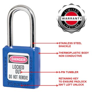 Foto 5 | Foto 5 | Candado De Seguridad Master Lock 410blu Lockout Tagout Con Llave - Venta Internacional.