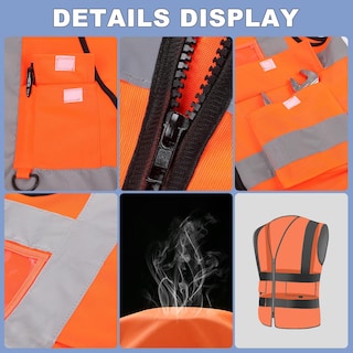 Foto 3 | Foto 3 | Chaleco De Seguridad Xpcare Hi Vis Reflectante Con Bolsillos Naranja - Venta Internacional.