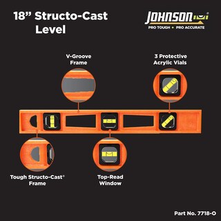 Foto 2 | Foto 2 | Torpedo Level Johnson Structo-cast 7718-o 18 Cm Naranja - Venta Internacional.