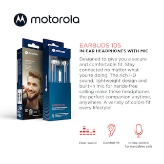 Foto 2 | Foto 2 | Auriculares Con Cable Motorola 105 Con Micrófono Blancos - Venta Internacional.