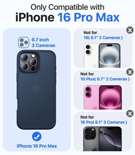 Foto 2 | Foto 2 | Funda Kcqnine Para Iphone 16 Pro Max De Grado Militar A Prueba De Golpes Azul - Venta Internacional.