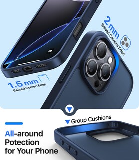 Foto 4 | Foto 4 | Funda Kcqnine Para Iphone 16 Pro Max De Grado Militar A Prueba De Golpes Azul - Venta Internacional.