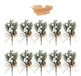 Adornos Navideños de Bayas de Pino Belug Blanco 10 Piezas