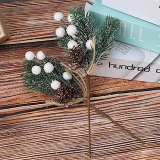 Foto 4 | Foto 4 | Adornos Navideños de Bayas de Pino Belug Blanco 10 Piezas