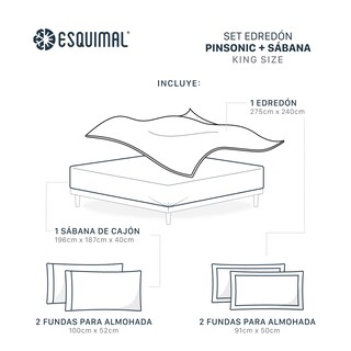 Foto 6 | Foto 6 | Set De Edredón Ligero Con Fundas De Almohada Y Set De Sábanas Esquimal King Size Doble Vista Calista