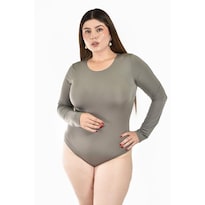 Body Básico Manga Larga Roman Fashion /tallas Extras  11905 Gris