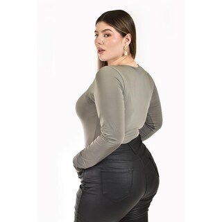 Foto 3 | Foto 3 | Body Básico Manga Larga Roman Fashion /tallas Extras 11905 Gris