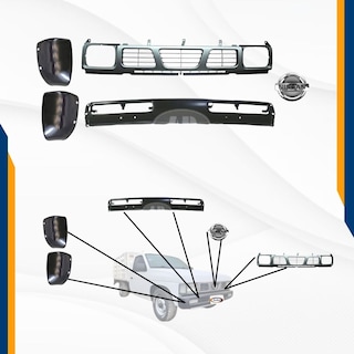 Foto 2 | Foto 2 | Defensa Delantera D21 Negra Parrilla Cuartos Calaveras Estaquitas