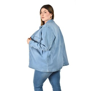 Foto 3 | Foto 3 | Sobrecamisa De Mezclilla Roman Fashion /tallas Extras 50253 (azul Light) Azul