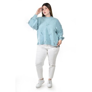 Foto 5 | Foto 5 | Suéter con Detalle de Lazos Roman Fashion 15224 Azul Cielo Tallas Extras