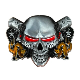 Foto 1 | Foto 1 | Cinturón Con Hebilla Calavera Y Pistones Para Hombre Aleación 49 G 9 9 X 7 5 Cm - Venta Internacional.