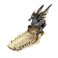 Escultura Con Forma De Barco Con Dientes De Dragón De Resina 16 5 Cm Con Bandeja - Venta Internacional.