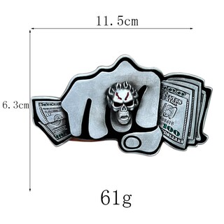Foto 2 | Foto 2 | Hebilla De Cinturón Diseño De Calavera Puño Y Dinero Aleación De Metal 61 G - Venta Internacional.