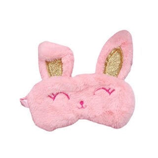Foto 1 | Foto 1 | Máscara Para Dormir De Felpa Bonito Conejito Rosa Con Orejas Doradas - Venta Internacional.