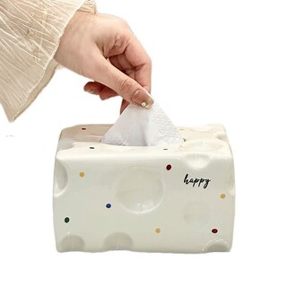 Foto 1 | Foto 1 | Cubierta De Caja De Pañuelos De Cerámica Con Diseño De Queso Con Puntos De Colores - Venta Internacional.