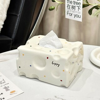 Foto 2 | Foto 2 | Cubierta De Caja De Pañuelos De Cerámica Con Diseño De Queso Con Puntos De Colores - Venta Internacional.