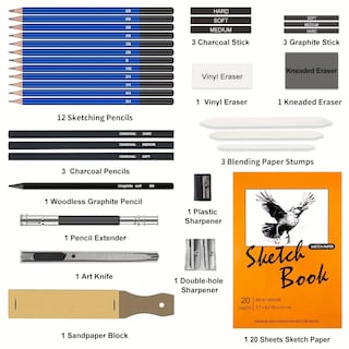 Foto 2 | Foto 2 | Juego De Lápices De Dibujo De 33 Piezas Incluye Lápices De Grafito Y Más - Venta Internacional.