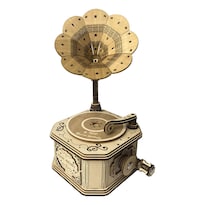 Caja De Música Con Gramófono De Madera Juego De Rompecabezas Con Manivela Retro En 3d - Venta Internacional.