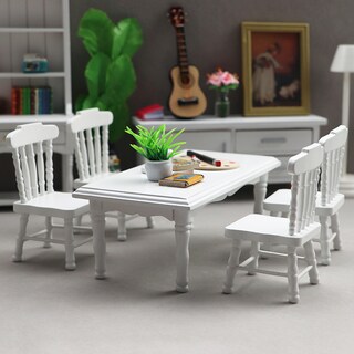 Foto 2 | Foto 2 | Juego De Mesa Y Sillas De Comedor Con Muñeco A Escala 1/12 Madera Blanca - Venta Internacional.