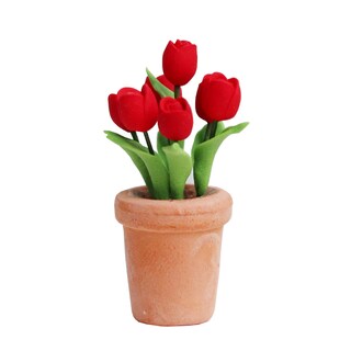 Foto 1 | Foto 1 | Maceta En Miniatura Con Forma De Tulipán Rojo Dollhouse De Resina A Escala 1:12 - Venta Internacional.
