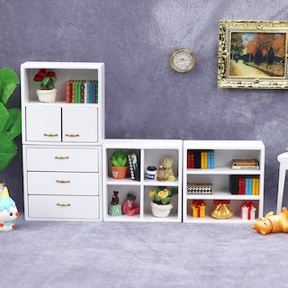 Foto 3 | Foto 3 | Set De Armarios De Almacenamiento Dollhouse A Escala 1:12 De Madera Blanca - Venta Internacional.