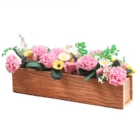 Maceta Floral En Miniatura Con Forma De Casa De Muñecas A Escala 1:12 Con Flores Rosas - Venta Internacional.
