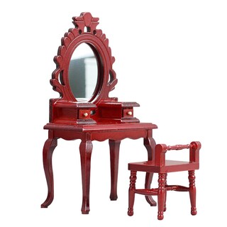 Foto 1 | Foto 1 | Juego De Tocador En Miniatura Para Casa De Muñecas 1:12 Con Espejo Y Silla Madera - Venta Internacional.