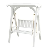 Columpio En Miniatura Para Casa De Muñecas Y Jardín Escala 1:12 De Madera Color Blanco - Venta Internacional.