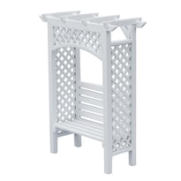 Casa De Muñecas En Miniatura Con Cenador De Madera Escala 1:12 Blanco Con Banco - Venta Internacional.