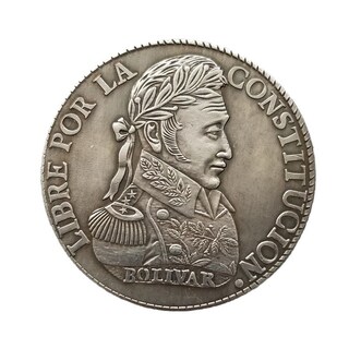 Foto 1 | Foto 1 | Moneda Simón Bolívar Conmemorativa 1838 Chapada En Cobre Envejecido - Venta Internacional.