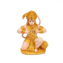 Estatua De Resina Del Dios Hindú Hanuman De 26 Cm Con Acabado Dorado - Venta Internacional.