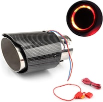 Punta De Escape De Fibra De Carbono Con Luz Led Roja De 35 A 61 Mm Ajuste Universal - Venta Internacional.