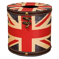 Funda De Pañuelos Vintage Redonda De Madera Con Estampado De Bandera Británica - Venta Internacional.