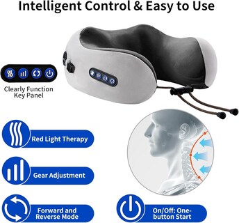 Foto 5 | Foto 5 | Almohada Masajeadora De Cuello Recargable En Forma De U Eléctrica Gris - Venta Internacional.