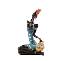 Estatua De Resina De Mujer Africana De 12 X 9 2 X 20 Cm Colorida - Venta Internacional.