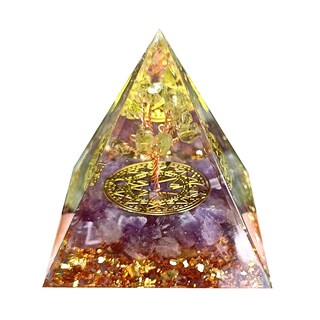 Foto 1 | Foto 1 | Escultura En Forma De Pirámide De Piedra De Cristal De 5 Cm Con Árbol De La Vida De Resina - Venta Internacional.