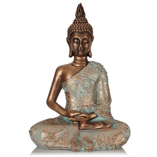 Foto 1 | Foto 1 | Escultura Con Forma De Estatua De Buda Tailandés Túnica Azul-dorada De 31 Cm - Venta Internacional.