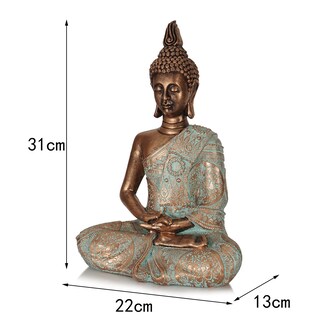 Foto 3 | Foto 3 | Escultura Con Forma De Estatua De Buda Tailandés Túnica Azul-dorada De 31 Cm - Venta Internacional.