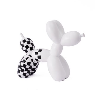 Foto 1 | Foto 1 | Estatua Moderna De Resina Con Forma De Globo Diseño De Perro Negro Y Blanco 20 Cm - Venta Internacional.