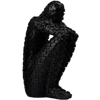 Escultura De Resina Moderna De Mosaico Nórdico Humano Minimalista Negro - Venta Internacional.