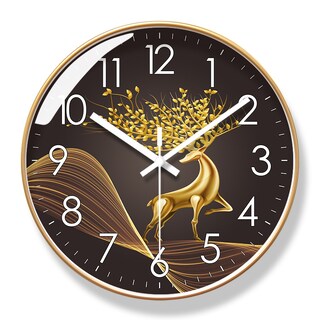 Foto 1 | Foto 1 | Reloj De Pared Con Diseño De Ciervo Dorado Silencioso No Hace Tictac 30 X 30 Cm - Venta Internacional.