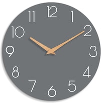 Reloj De Pared Minimalista Con Marco De Mdf Gris 30 X 30 Cm Con Manecillas De Madera - Venta Internacional.