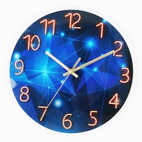 Reloj De Pared De Cristal Azul Estrellado De 30 X 30 Cm Silencioso No Hace Tictac - Venta Internacional.
