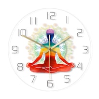 Reloj De Pared Colorido Para Meditación Con Arcoíris Y Yoga 30 Cm - Venta Internacional.